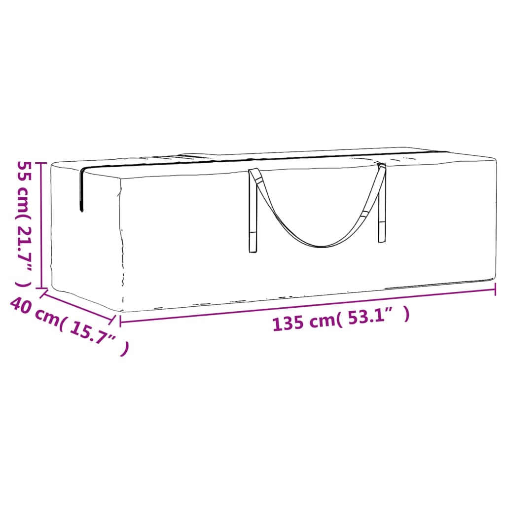 Opbergtas voor kerstbomen 135x40x55 cm polyetheen zwart