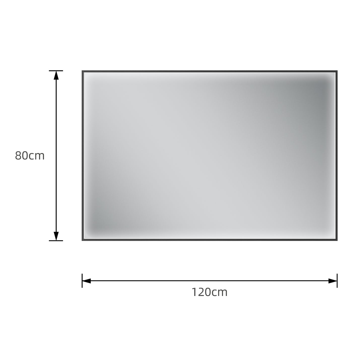 Badkamerspiegel "Forli" - Rechthoek - Zwart Aluminium Frame - 80x120cm - LED Backlight & Anti-Condens systeem