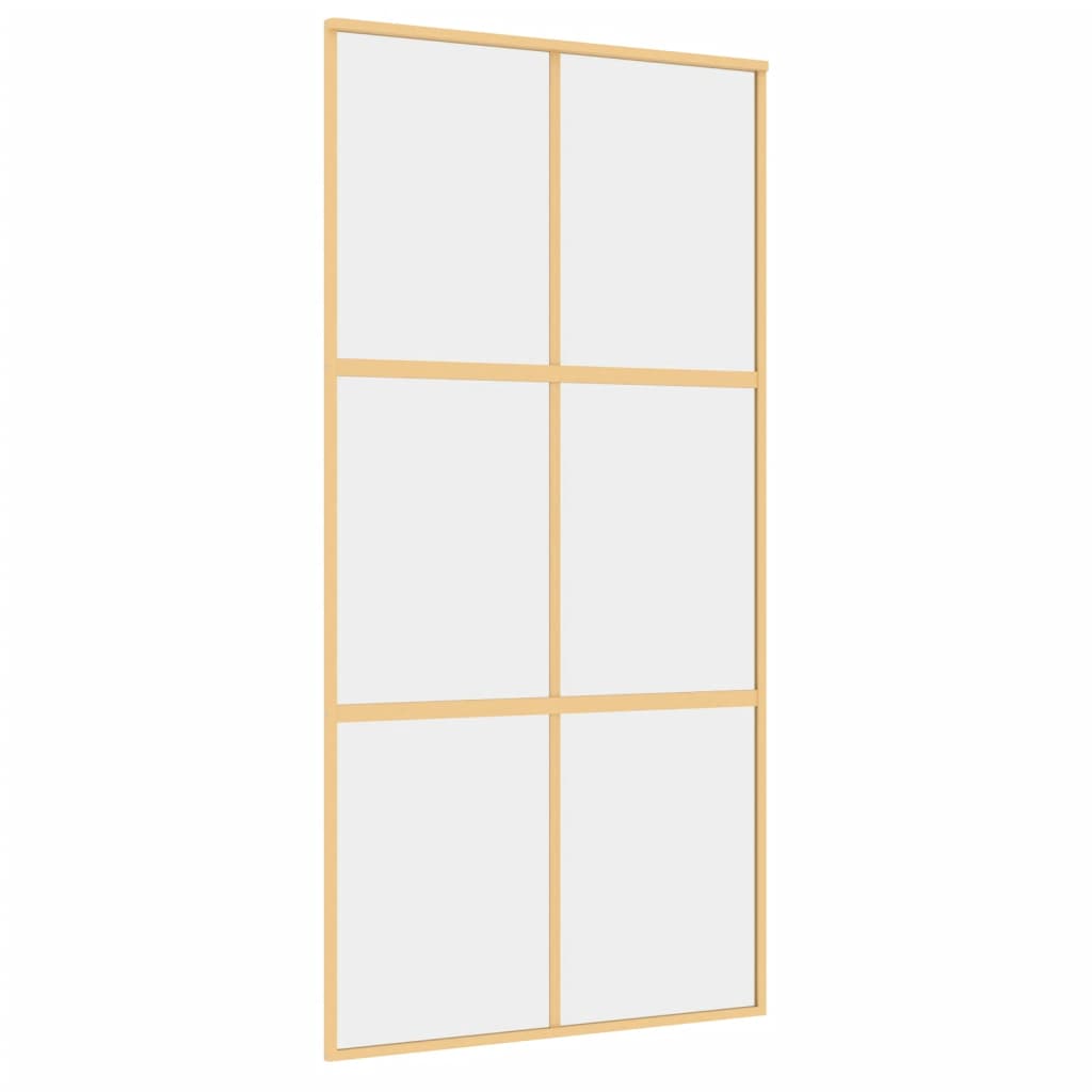 Schuifdeur gehard glas met goud aluminium frame