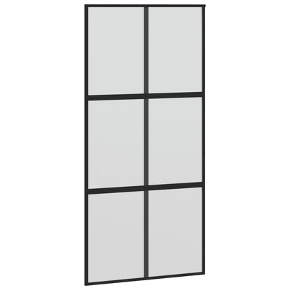 Schuifdeur gehard en mat glas met zwart aluminium frame