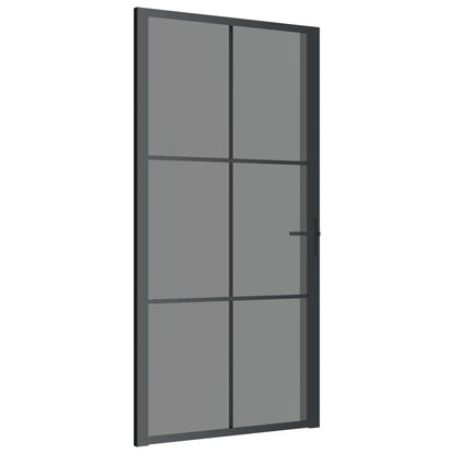 Zwarte binnendeur - Getint ESG-glas en aluminium zwart 3x2 raster