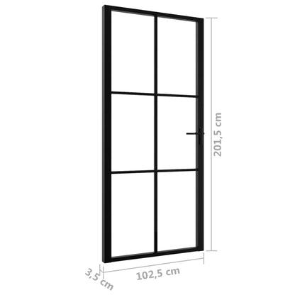 Zwarte binnendeur met glas en aluminium zwart raster (3x2)