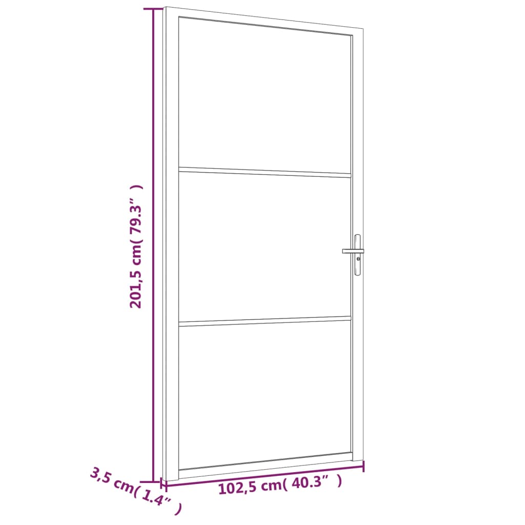 Zwarte binnendeur - Getint ESG-glas en aluminium zwart raster