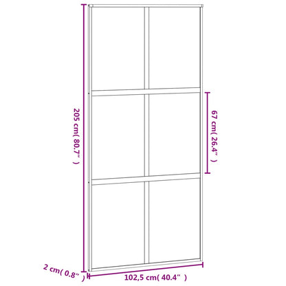 Schuifdeur gehard en getint glas met zwart aluminium frame